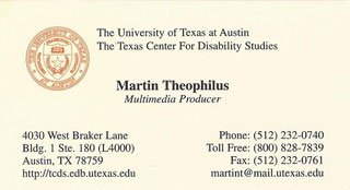 picture of martin's UT business card