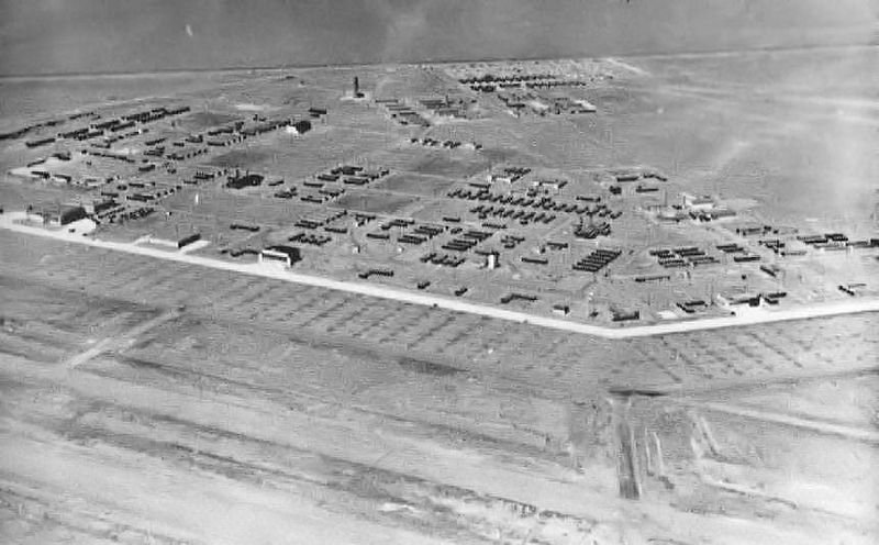 Aerial view of Marfa Army Air base in 1943