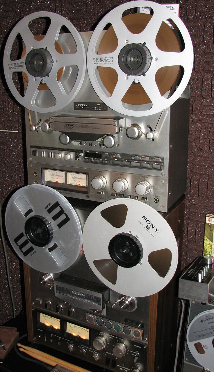Teac X-1000R & Sony TC-765 reel tape recorders in the Phantom Productions' vintage recording collection