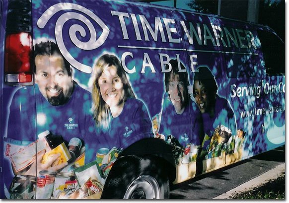 Ken's phot on the Time Warner Food Drive van