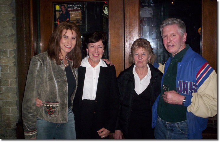 picture of Tracie Lynn, Chris, Chris' sister Sheila and friend Michael at the Blind Pig on Austin's 6th Street