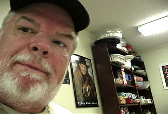 Martin in break room at Poteet Strawberry Fest