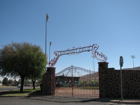 Kokernot Field baseball park in Alpine, Texas looking from West side of field