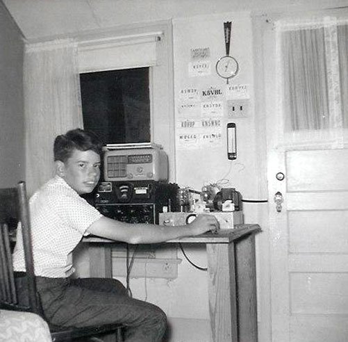 Martin with his original ham radio setup in his parents home