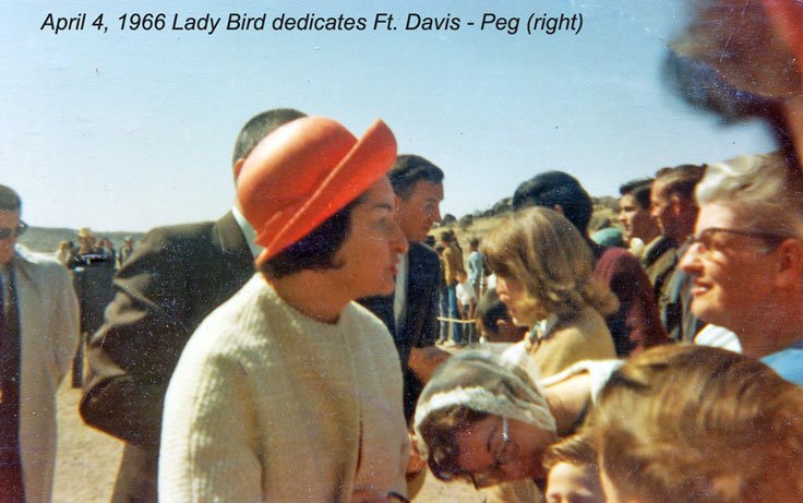 Mom at Fort Davis dedication talking to Lady Bird Johnson