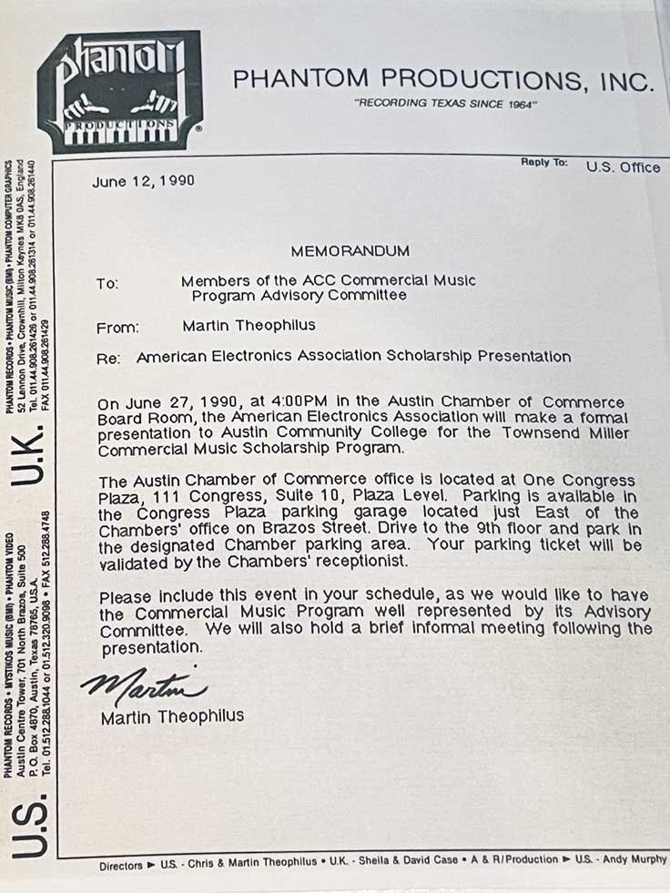 ACC letter to Martin for his teaching Marketing