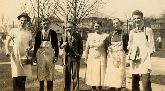 Martin's Dad with co-players in the 1939 theatre group